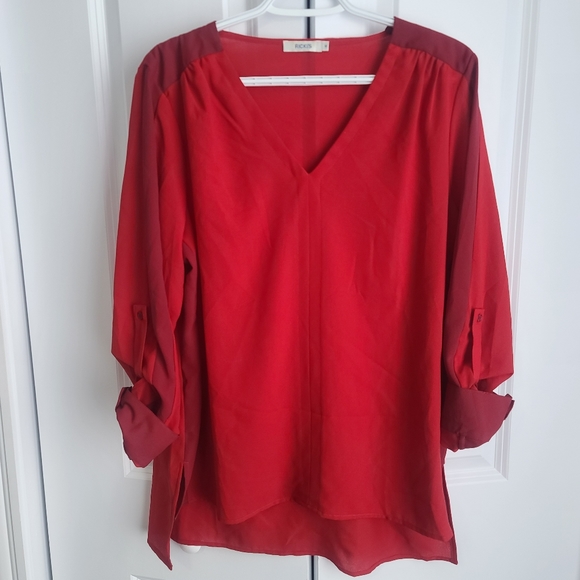 Rickis lightweight two-tone red Tunic blouse - Picture 1 of 3